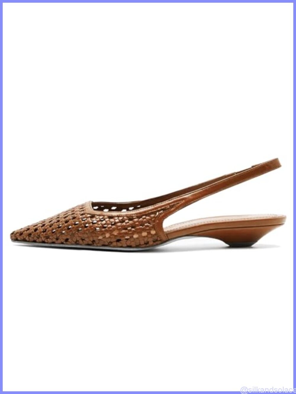 Slingback Heels Pointed Toe Woven Dress Shoes Low Kitten Heel Office Wedding